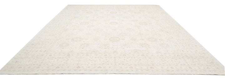Ivory Afghan Serenity Rug 12'10" x 15'9" Hand-Knotted close-up