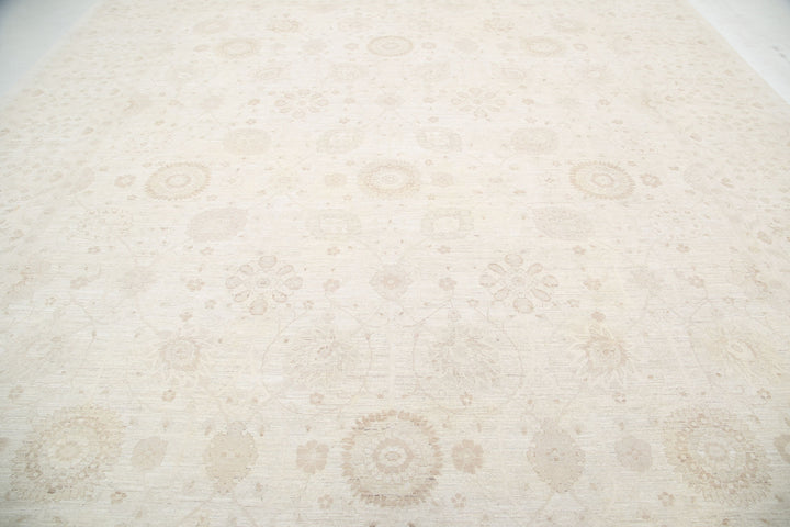 Ivory Afghan Serenity Rug 12'10" x 15'9" Hand-Knotted pattern
