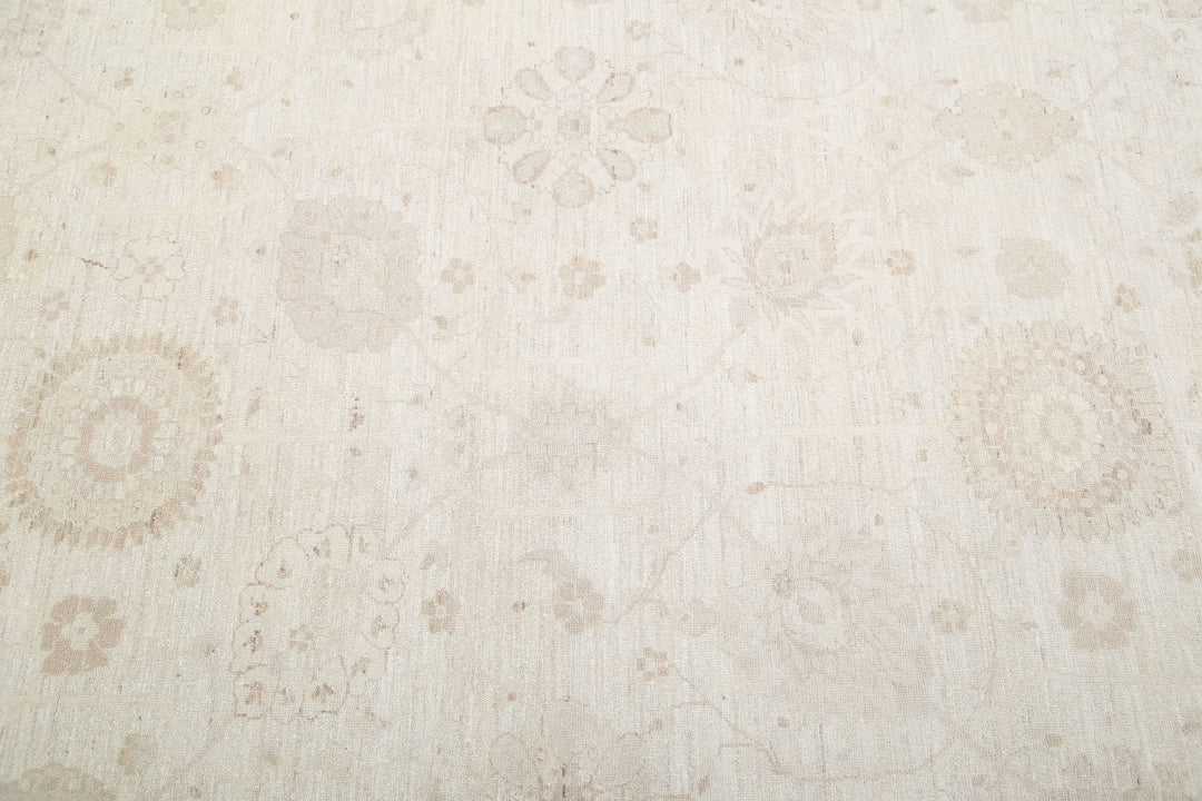 Ivory Afghan Serenity Rug 12'10" x 15'9" Hand-Knotted field
