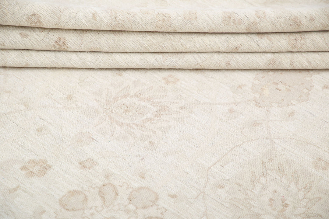 Ivory Afghan Serenity Rug 12'10" x 15'9" Hand-Knotted reverse