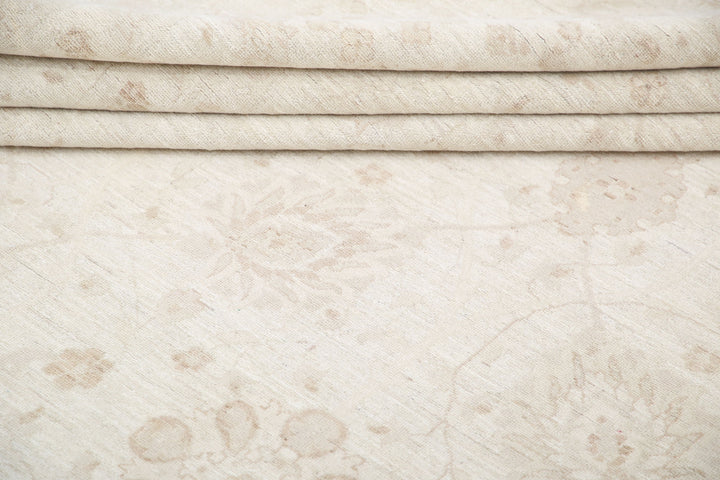 Ivory Afghan Serenity Rug 12'10" x 15'9" Hand-Knotted reverse