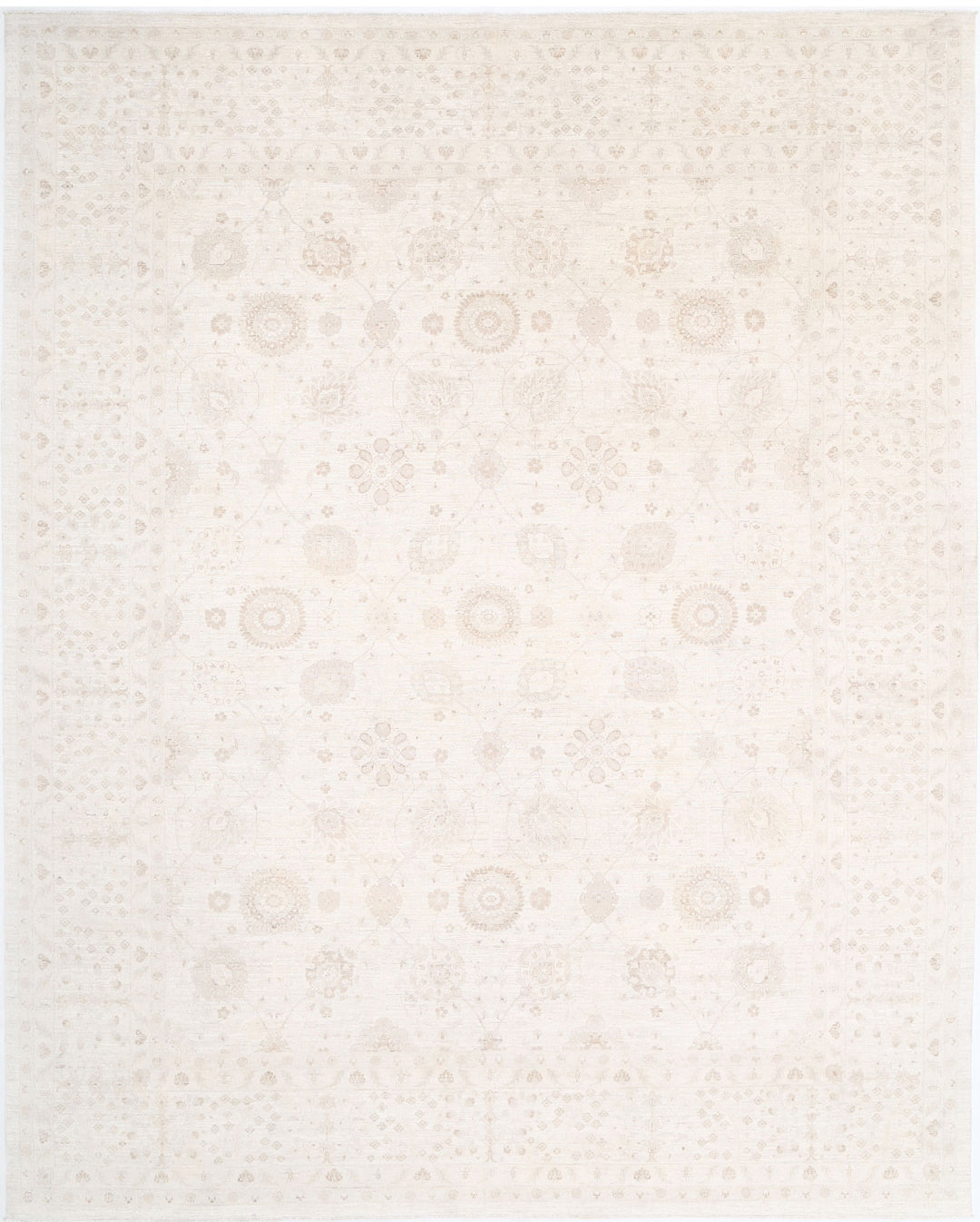 Ivory Afghan Serenity Rug 12'10" x 15'9" Hand-Knotted