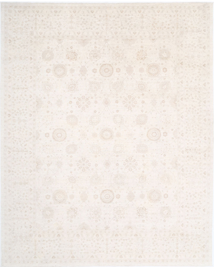 Ivory Afghan Serenity Rug 12'10" x 15'9" Hand-Knotted