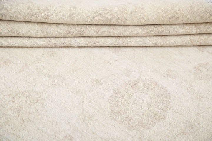 Ivory Afghan Serenity Rug 11'10" x 14'3" Hand-Knotted reverse