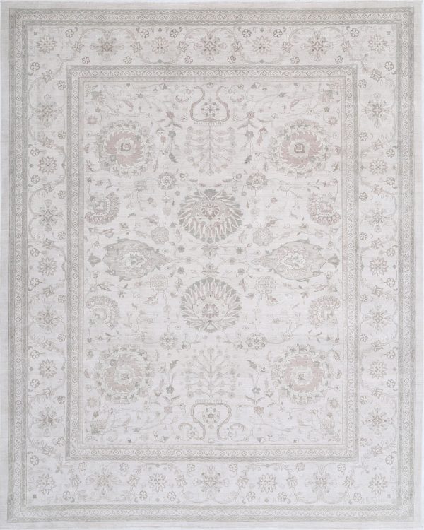 Ivory Pakistani Serenity Rug 11'10" x 14'8" Hand-Knotted view 11