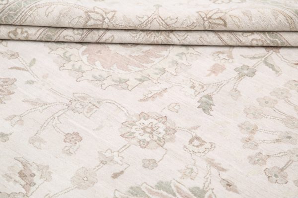 Ivory Pakistani Serenity Rug 11'10" x 14'8" Hand-Knotted reverse