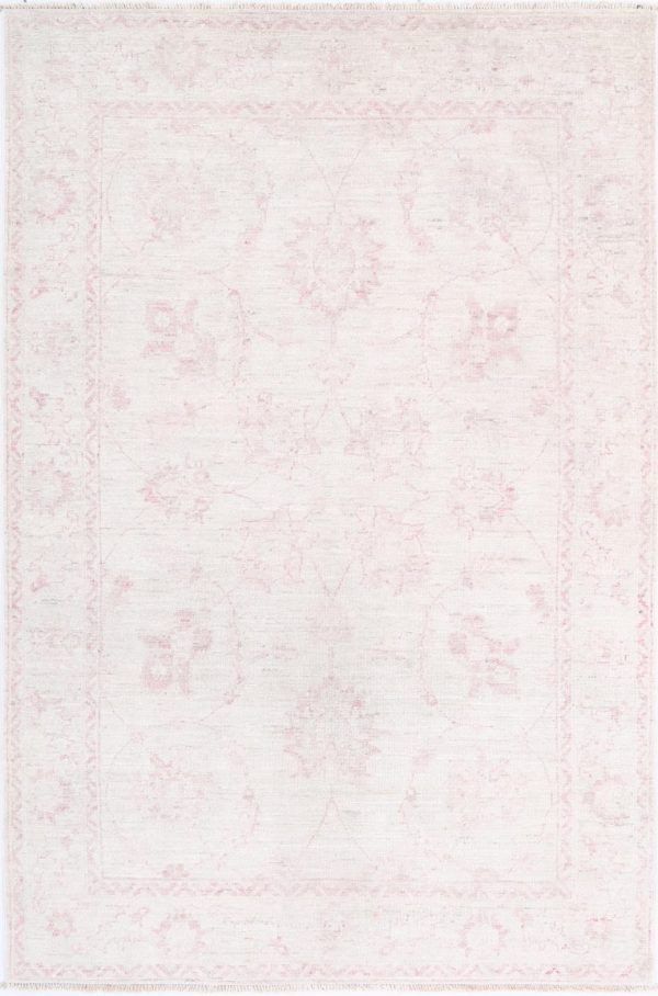 Ivory Afghan Serenity Rug 3' 10" x 5' 9" Hand-Knotted