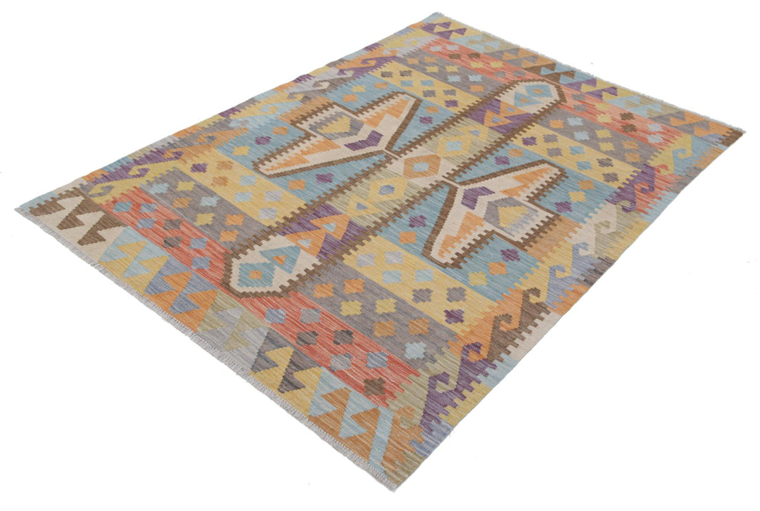 Kilim 4’ 3″ x 5’ 10” - No. AV60091 - ALRUG Rug Store
