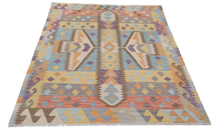 Kilim 4’ 3″ x 5’ 10” - No. AV60091 - ALRUG Rug Store