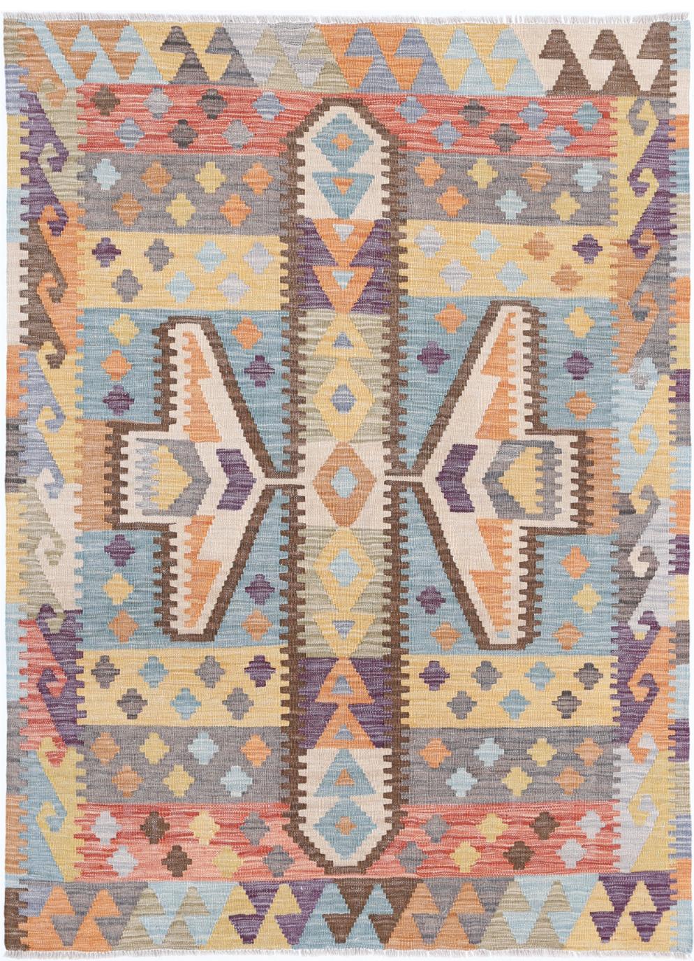 Kilim 4’ 3″ x 5’ 10” - No. AV60091 - ALRUG Rug Store