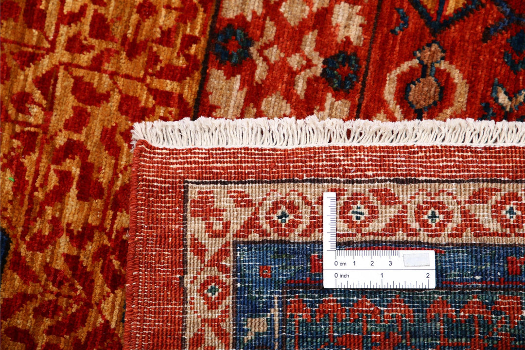 Red Pakistani Mamluk Rug 8'9" x 10'10" Hand-Knotted view 9