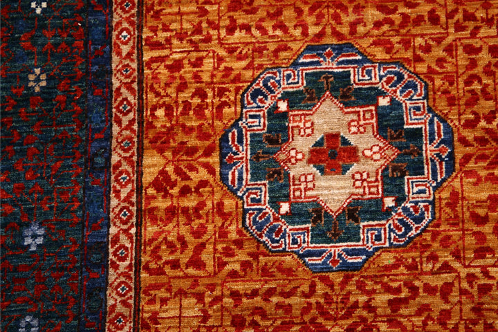 Red Pakistani Mamluk Rug 8'9" x 10'10" Hand-Knotted field
