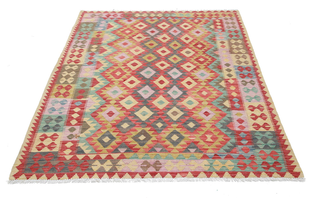 Kilim 4’ 11” x 6’ 1″ - No. AV34742 - ALRUG Rug Store