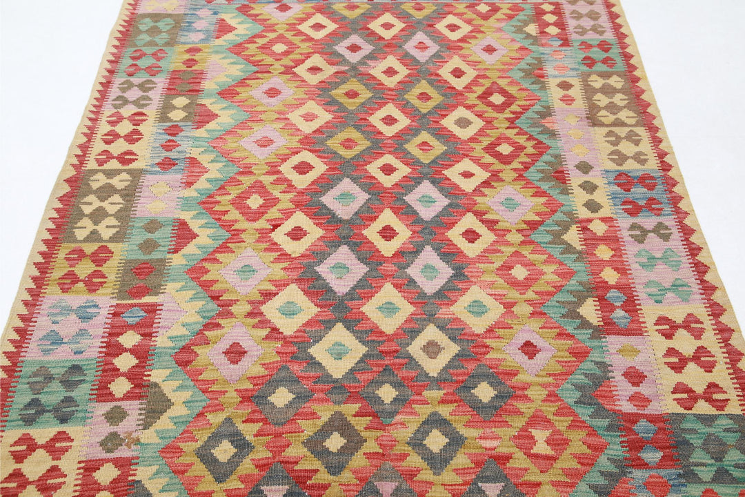 Kilim 4’ 11” x 6’ 1″ - No. AV34742 - ALRUG Rug Store