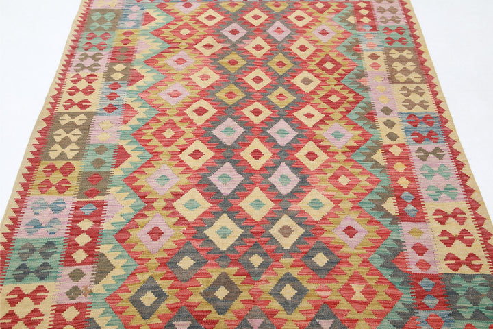Kilim 4’ 11” x 6’ 1″ - No. AV34742 - ALRUG Rug Store