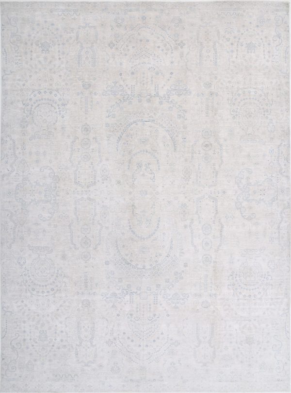 Ivory Pakistani Ariana Rug 9'8" x 13'2" Hand-Knotted