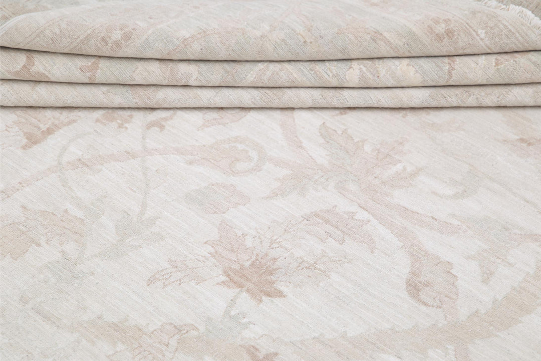 Ivory Afghan Ariana Rug 12'0" x 16'0" Hand-Knotted reverse