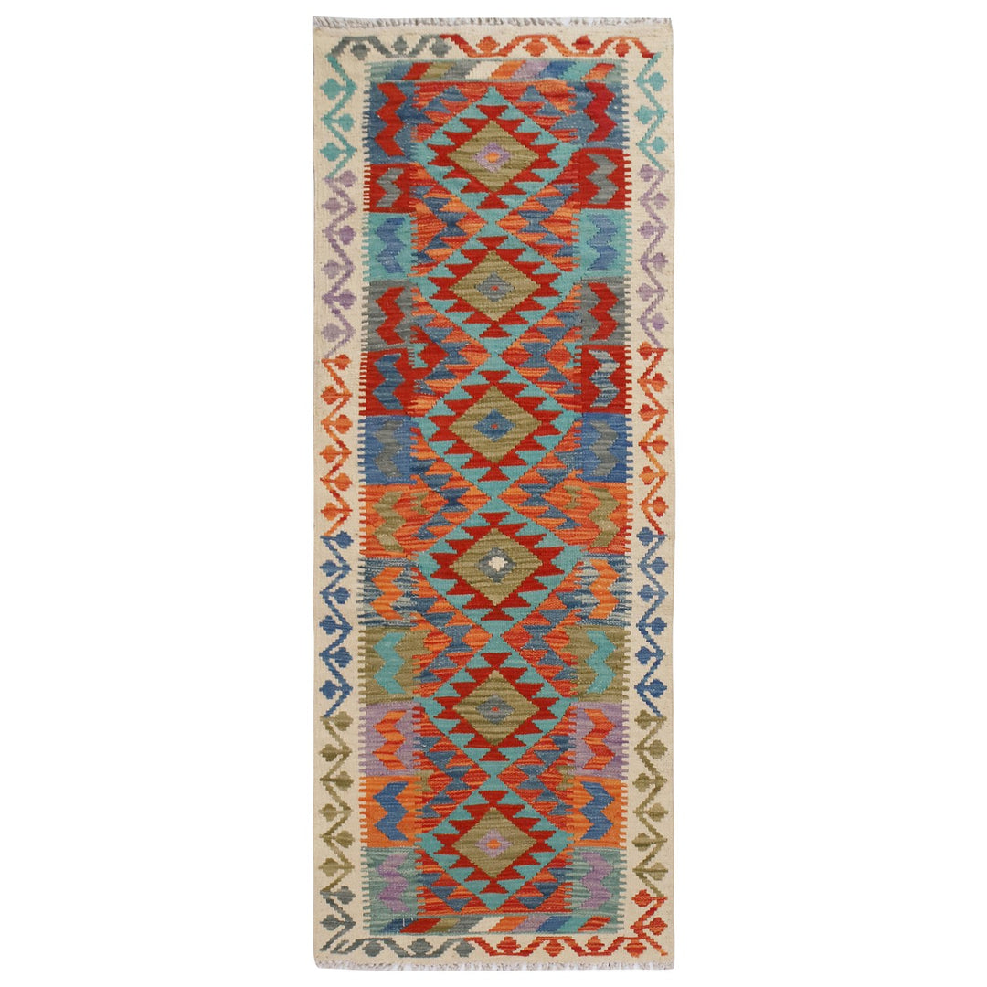 Afghan Kilim Rug 2'2" x 6' Flat-Weave