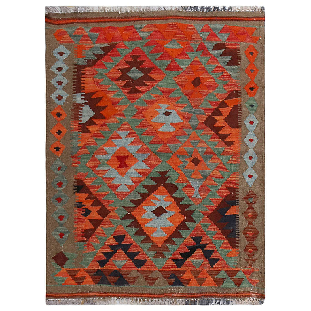 Afghan Kilim Rug 2'4" x 3'4" Flat-Weave