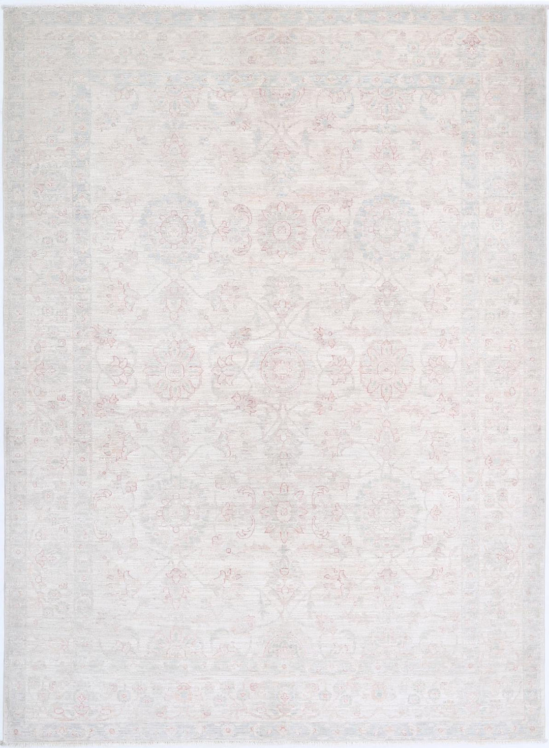 Ivory Pakistani Tabriz Rug 6'2" x 8'5" Hand-Knotted