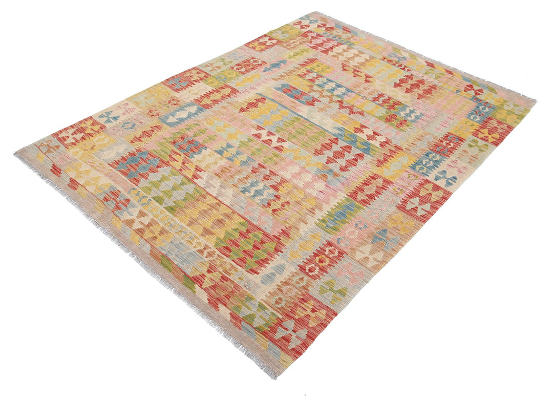 Kilim 4’ 11” x 6’ 7″ - No. AV10101 - ALRUG Rug Store