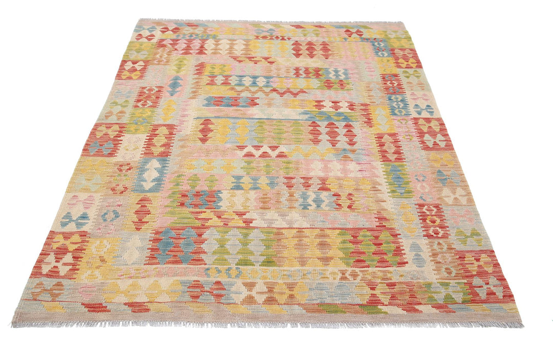 Kilim 4’ 11” x 6’ 7″ - No. AV10101 - ALRUG Rug Store
