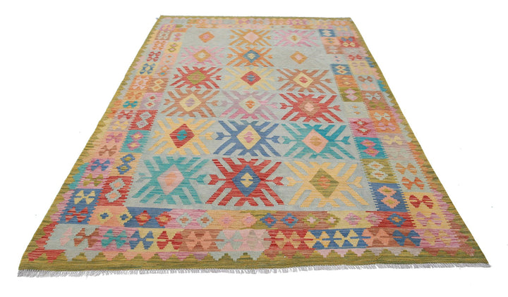 Kilim 6’ 3″ x 9’ 11” - No. AV84838 - ALRUG Rug Store