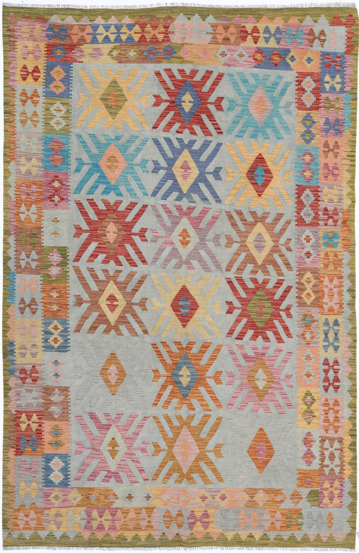 Kilim 6’ 3″ x 9’ 11” - No. AV84838 - ALRUG Rug Store