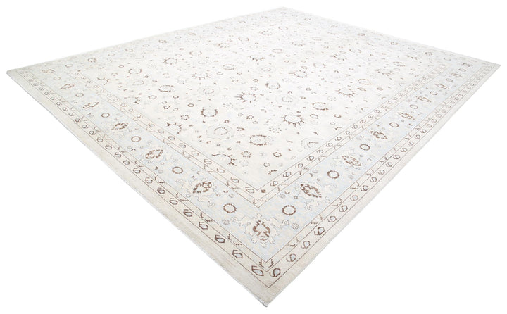 Ivory Pakistani Tabriz Rug 11'8" x 14'7" Hand-Knotted view