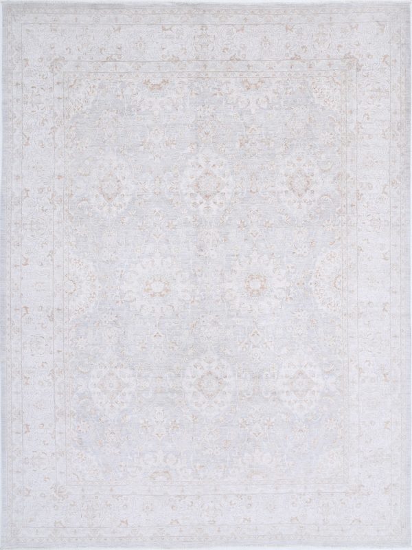Grey Pakistani Tabriz Rug 8'11" x 12'0" Hand-Knotted