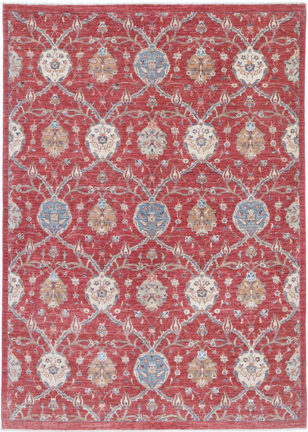 Red Pakistani Oriental Rug 5'7" x 7'10" Hand-Knotted