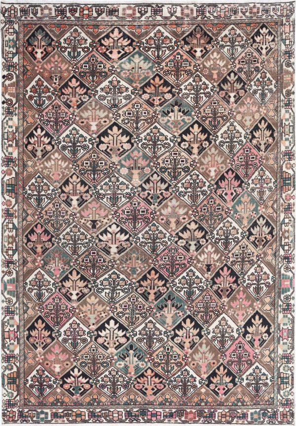 Brown Afghan Bakhtiari Rug 6'7" x 9'6" Hand-Knotted view 9