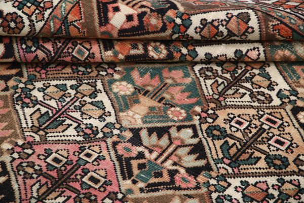 Brown Afghan Bakhtiari Rug 6'7" x 9'6" Hand-Knotted texture