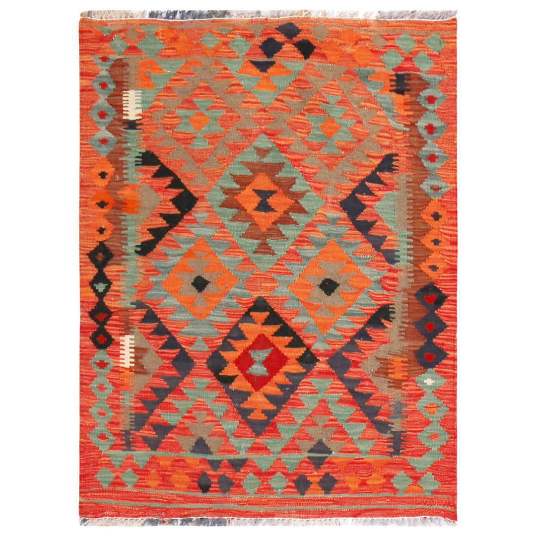 Afghan Kilim Rug 2'6" x 3'5" Flat-Weave
