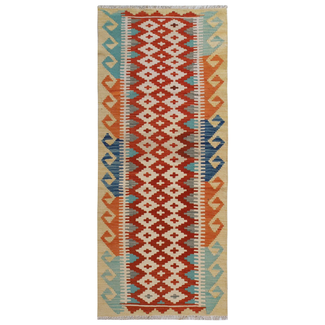 Afghan Kilim Rug 2'3" x 6' Flat-Weave