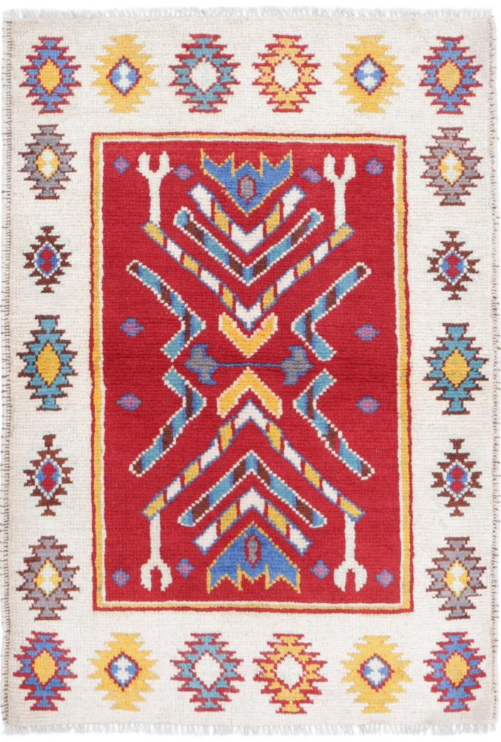 Red Pakistani Tribal Rug 2'6" x 3'10" Hand-Knotted