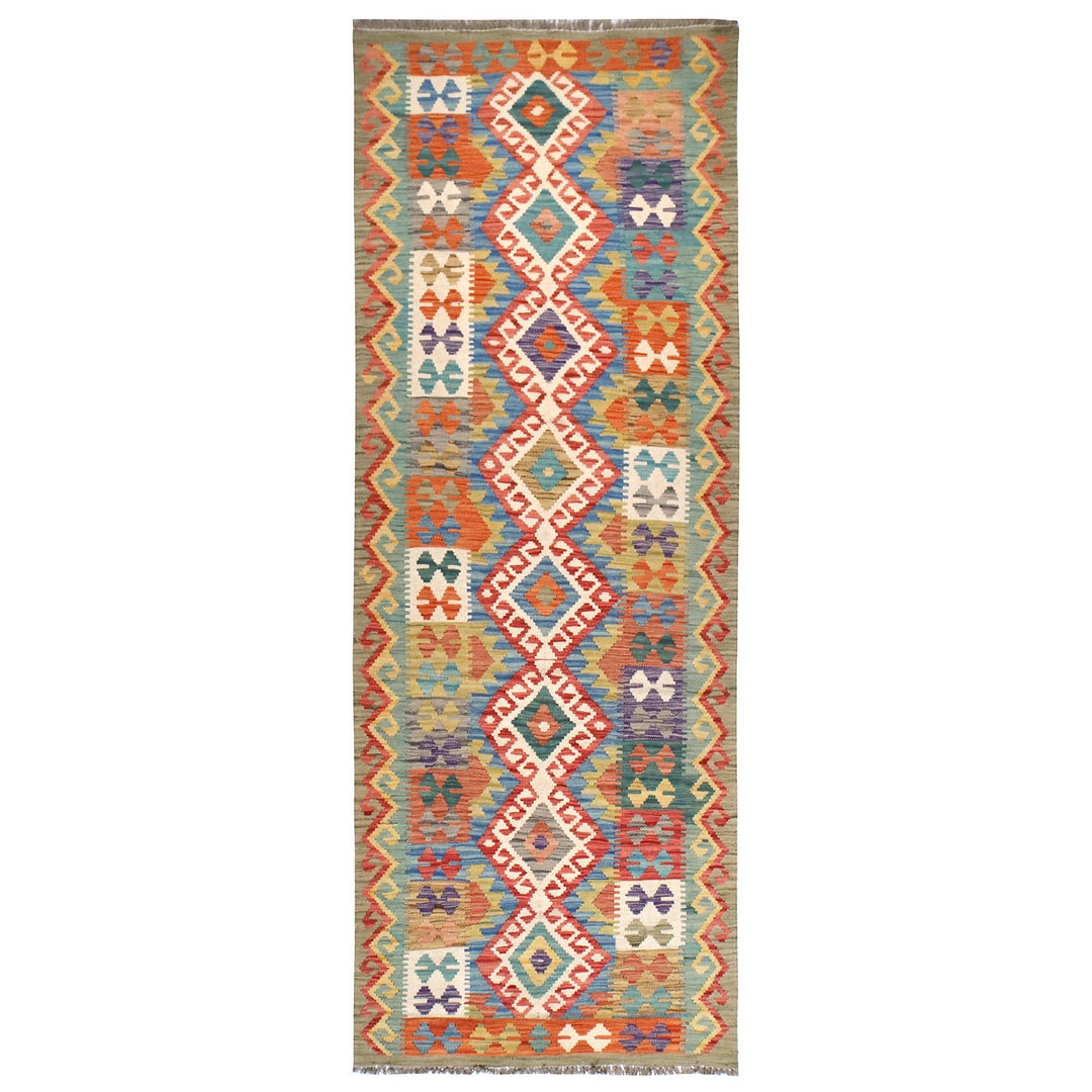 Afghan Kilim Rug 2'8" x 8'" Flat-Weave