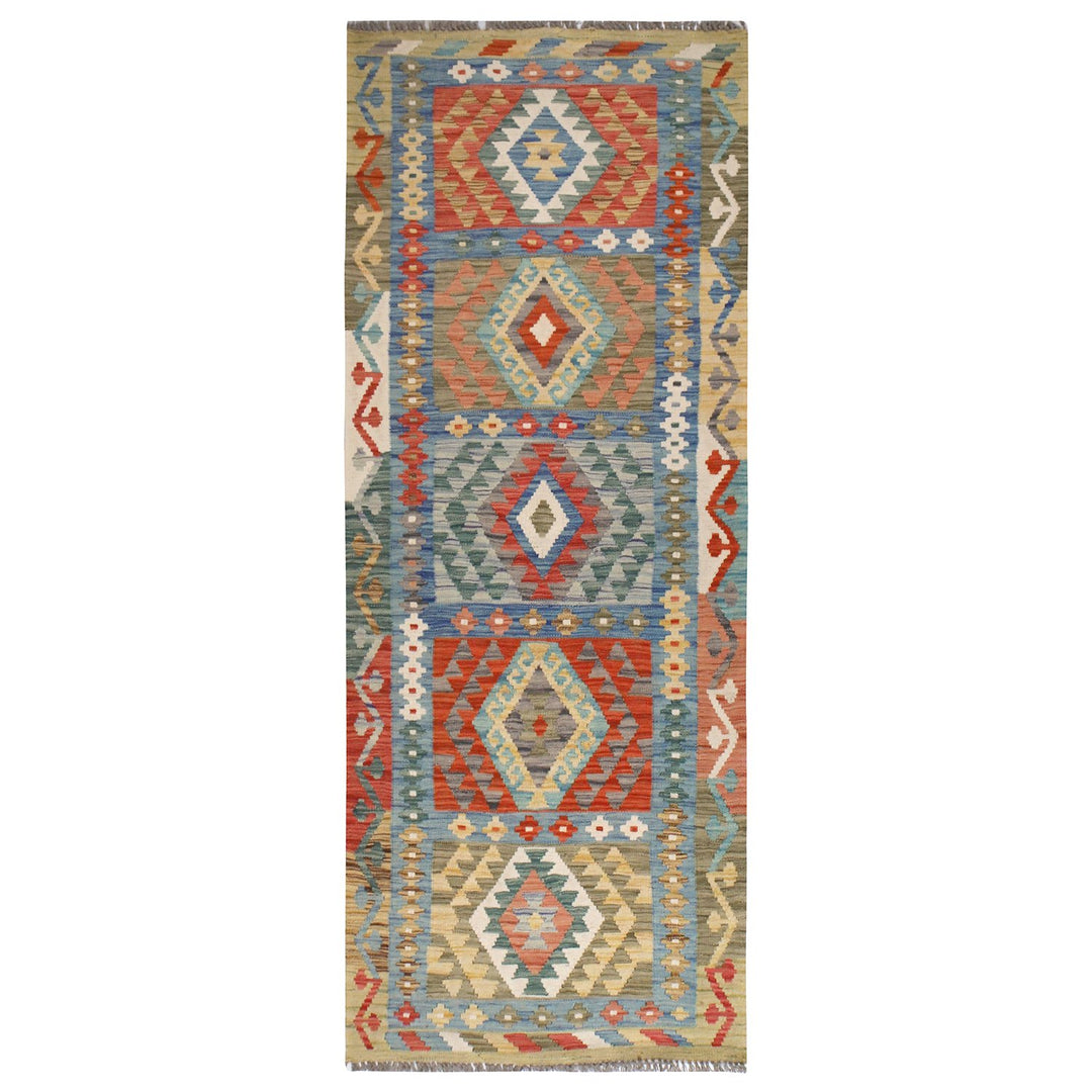 Afghan Kilim Rug 2'8" x 7'4" Flat-Weave