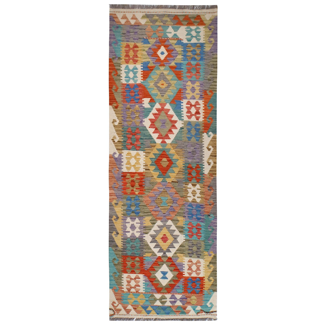 Afghan Kilim Rug 2'6" x 8'1" Flat-Weave