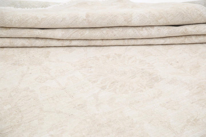 Ivory Pakistani Tabriz Rug 16'4" x 21'8" Hand-Knotted pattern