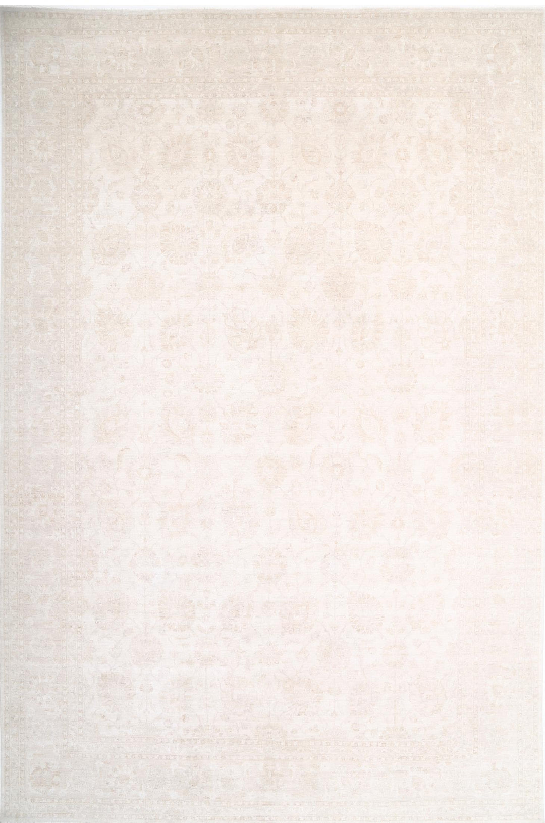 Ivory Pakistani Tabriz Rug 16'4" x 21'8" Hand-Knotted