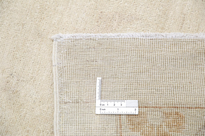Ivory Afghan Tabriz Rug 16'0" x 23'2" Hand-Knotted close-up