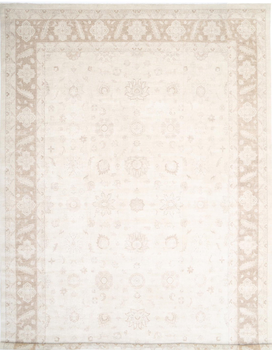 Ivory Afghan Tabriz Rug 16'0" x 23'2" Hand-Knotted