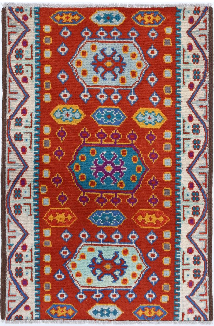 Red Afghan Tribal Rug 2'6" x 4'1" Hand-Knotted