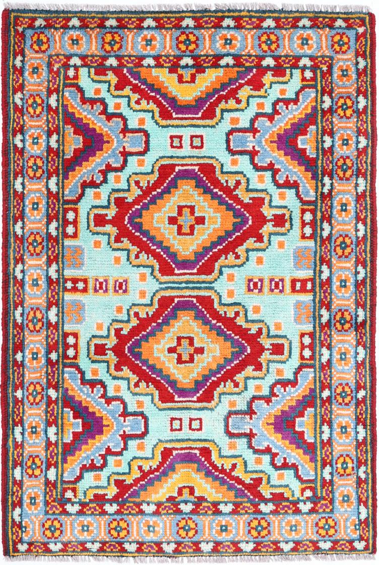 Red Afghan Tribal Rug 2'8" x 4'1" Hand-Knotted