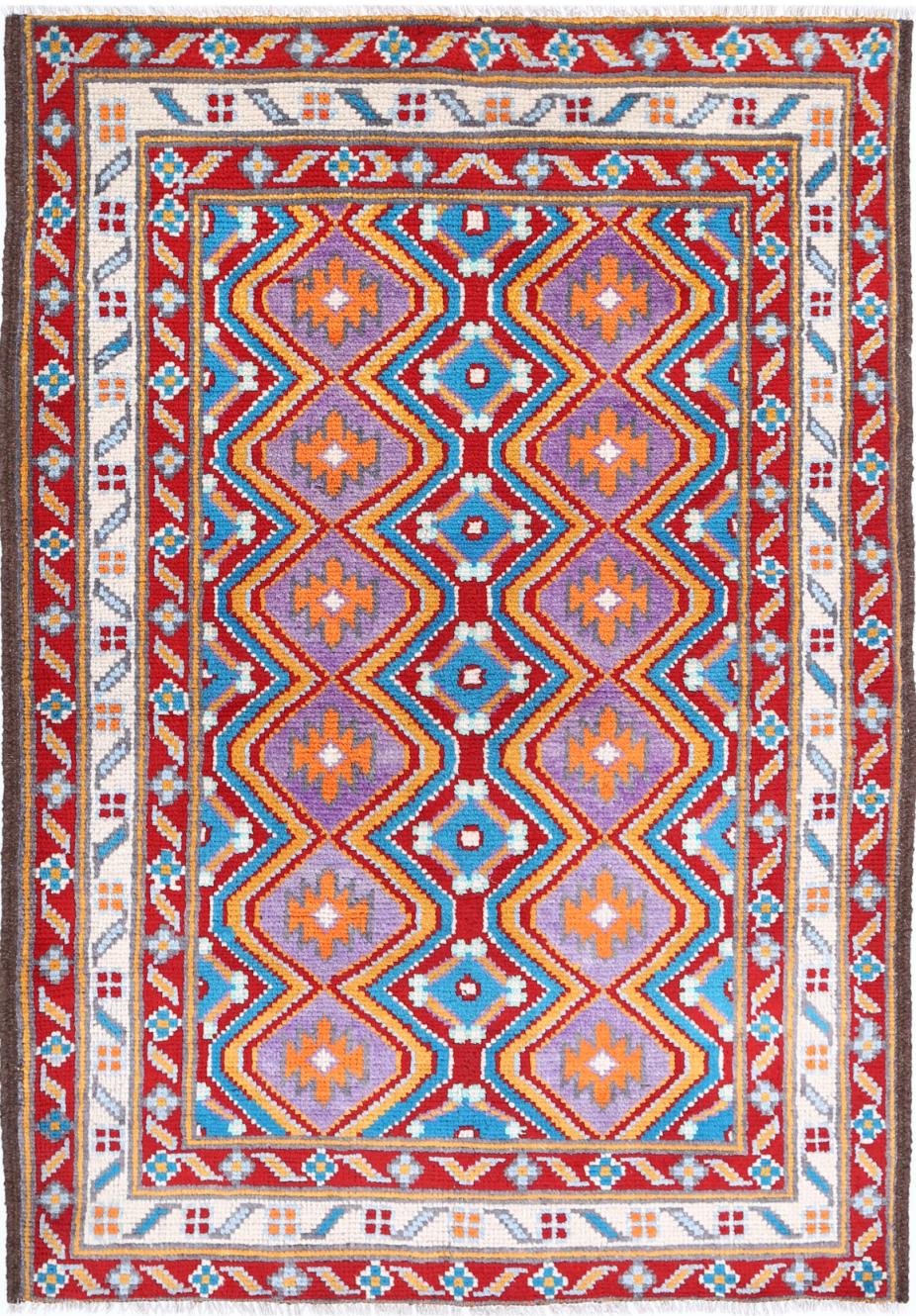 Afghan Tribal Rug 3'5" x 5'0" Hand-Knotted