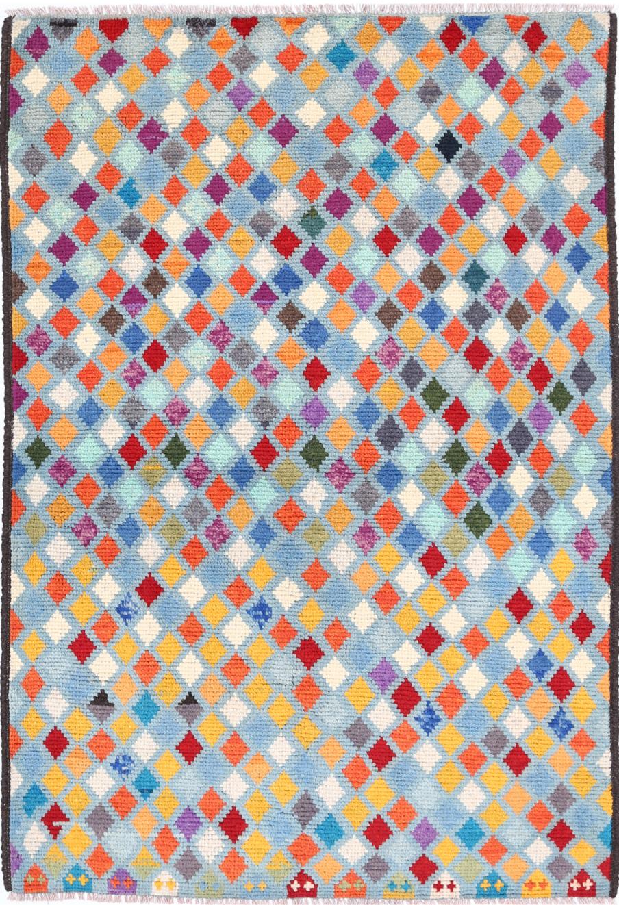 Afghan Tribal Rug 3'4" x 4'11" Hand-Knotted