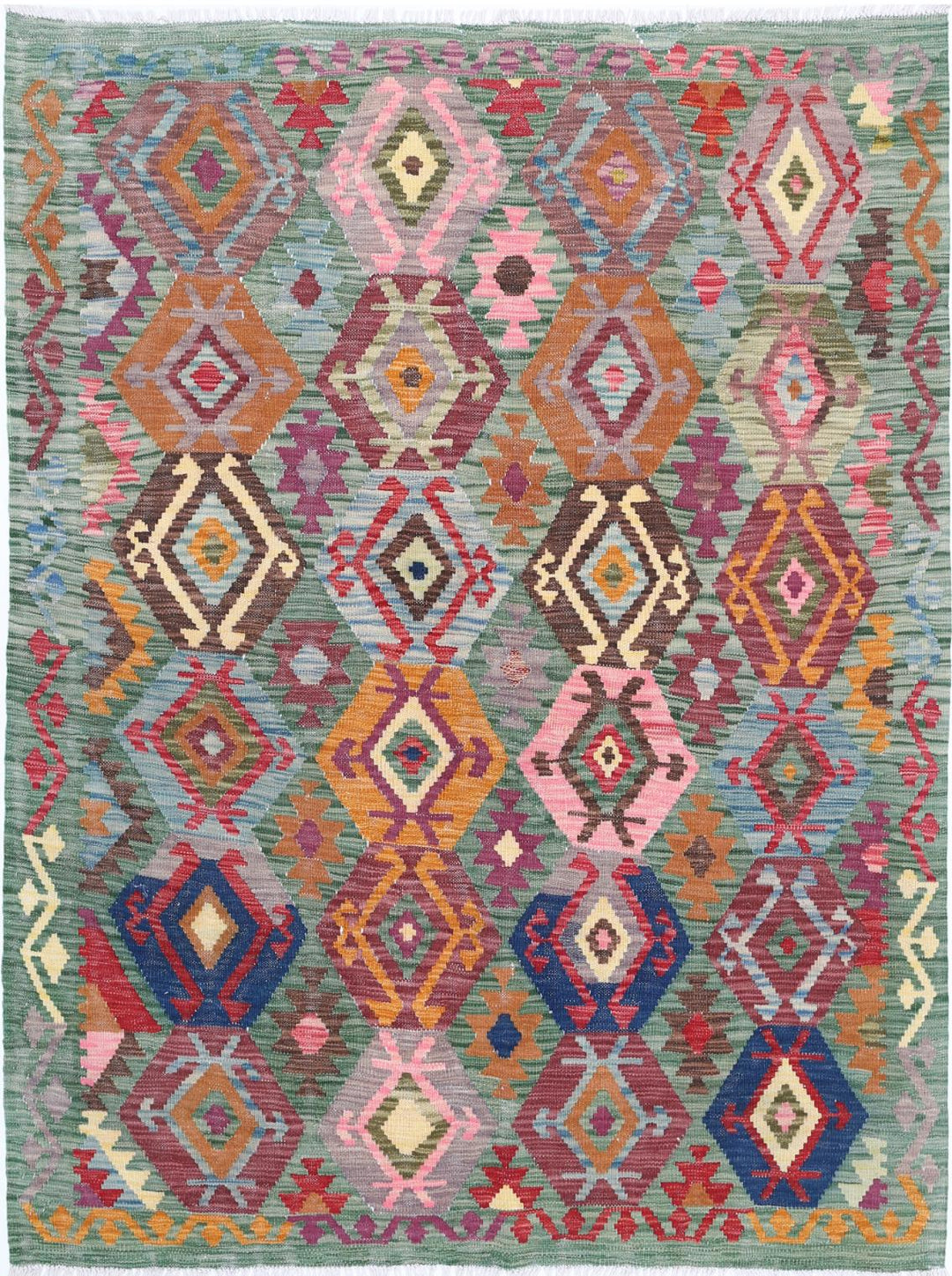 Kilim 4’ 11” x 6’ 4″ - No. AV80107 - ALRUG Rug Store