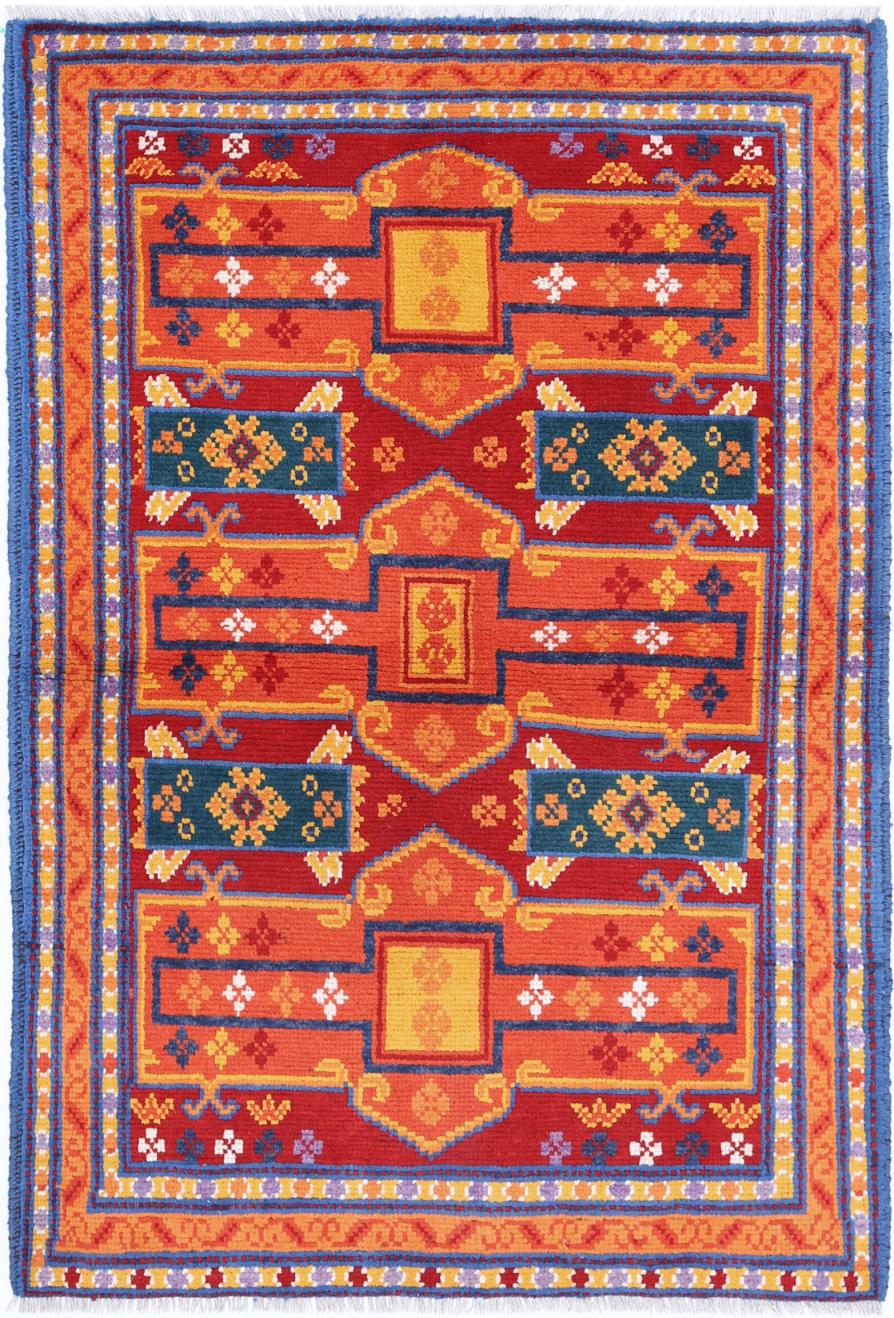Afghan Tribal Rug 3'3" x 4'10" Hand-Knotted
