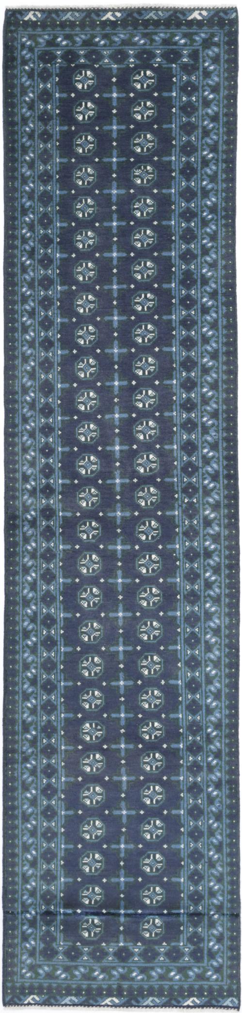 Purple Afghan Tribal Rug 2'9" x 12'9" Hand-Knotted